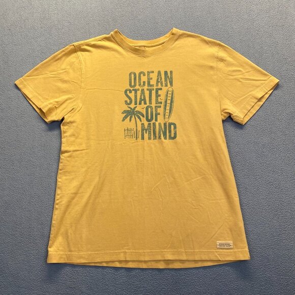 Men’s Life Is Good Size M “Ocean State Of Mind” Gold & Green Surfer T Shirt - Picture 11 of 11